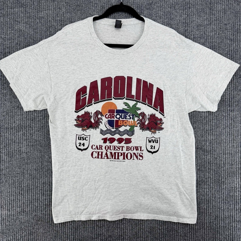 Vintage 1995 Carquest Bowl USC Gamecocks Tee L Gray College Football